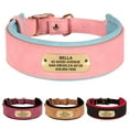 thumbnail image 1 of Pet Artist Wide PU Leather Personalized Dog Collar Soft Padded for Medium Large Dogs Custom Nameplate Engraved M-XL, 1 of 9