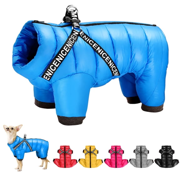 Pet Artist Winter Waterproof Dog Jacket with Harness, Thickened Warm Puppy Coat Jumpsuit for Small Dogs