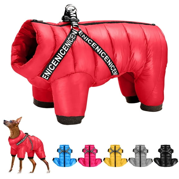 Pet Artist Winter Waterproof Dog Jacket with Harness, Thickened Warm Puppy Coat Jumpsuit for Small Dogs
