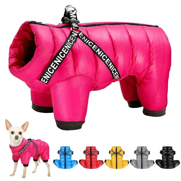 Pet Artist Winter Waterproof Dog Jacket with Harness, Thickened Warm Puppy Coat Jumpsuit for Small Dogs