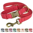 thumbnail image 1 of Pet Artist XS-L Personalized Leather Dog Collar and Leash Set Name Phone Engraved for Pets 8 Colors, 1 of 9