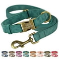 thumbnail image 1 of Pet Artist XS-L Personalized Leather Dog Collar and Leash Set Name Phone Engraved for Pets 8 Colors, 1 of 8