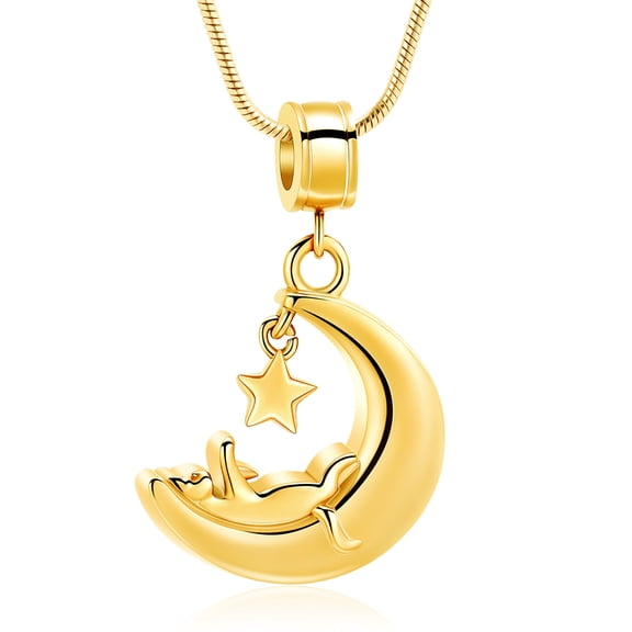 Pet Ash Urn Necklace for Ashes Moon & Star Cremation Necklace Memorial Cremation Jewelry for Pet Ashes Cat Jewelry for Women Cat Gifts for Cat Lover Urn Gifts