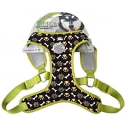Pet Attire Ribbon Designer Wrap Adjustable Dog Harness - Brown Paw & Bones Fits 28"-36" Girth - (1" Straps)