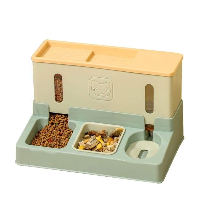 Pet Automatic Feeder + Waterer Cat Food Container Bowl AntiLeak WaterFountain 3 in 1 Pet Large