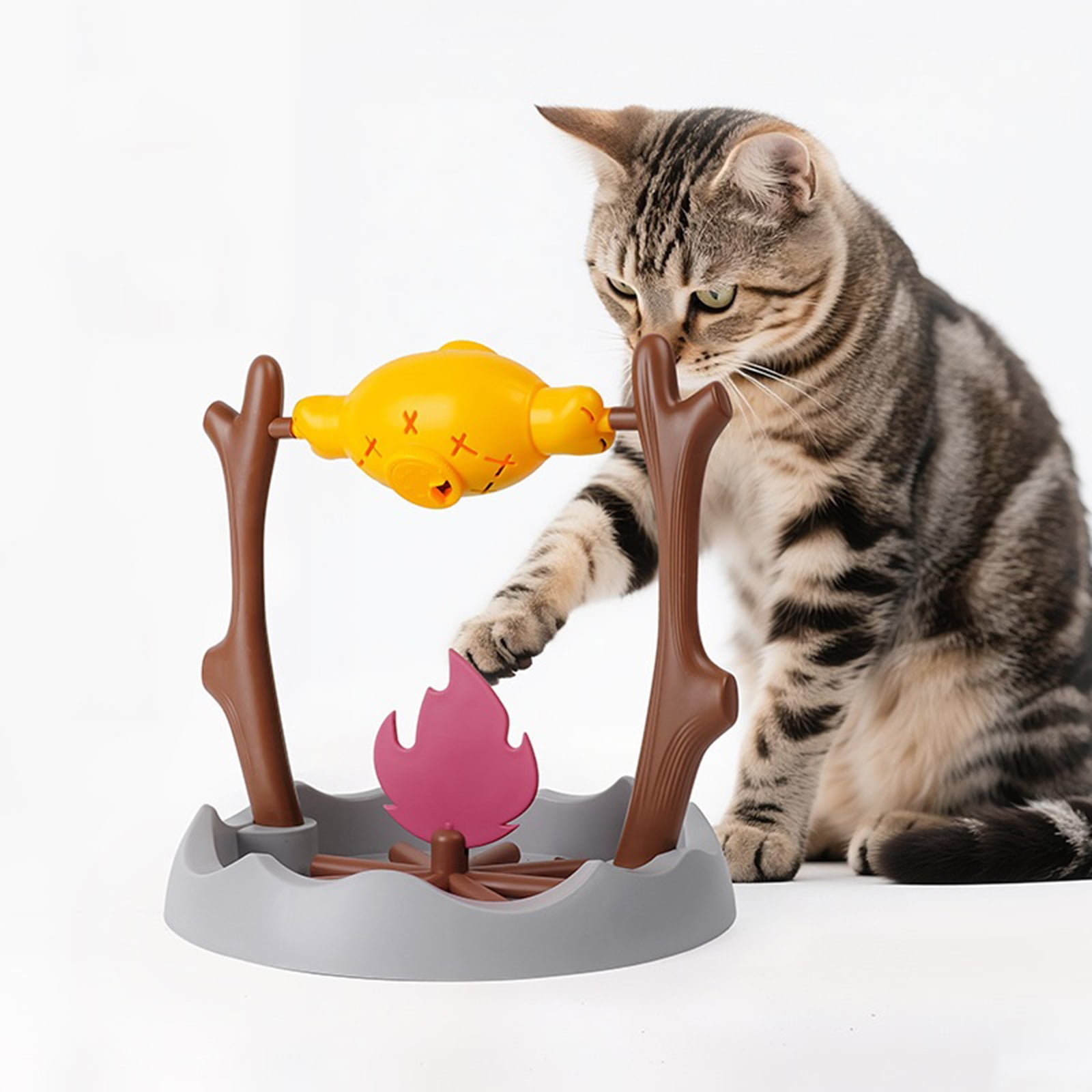 Pet BBQ Feeder Toy Rotatable Treat Dispensing Long-Lasting Interactive Cat Toy