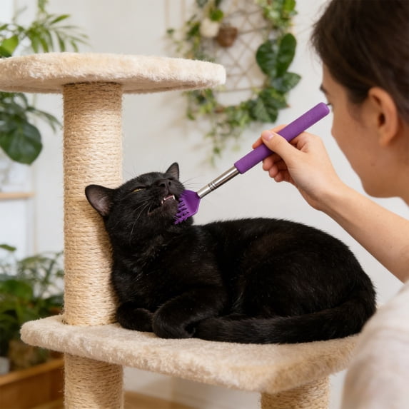 Pet Back Scratcher Extendable,Dog Grooming Brush with Anti-Slip Handle,Telescoping Cat Hair Comb for Cat Dog Big/Small Animal(Purple)