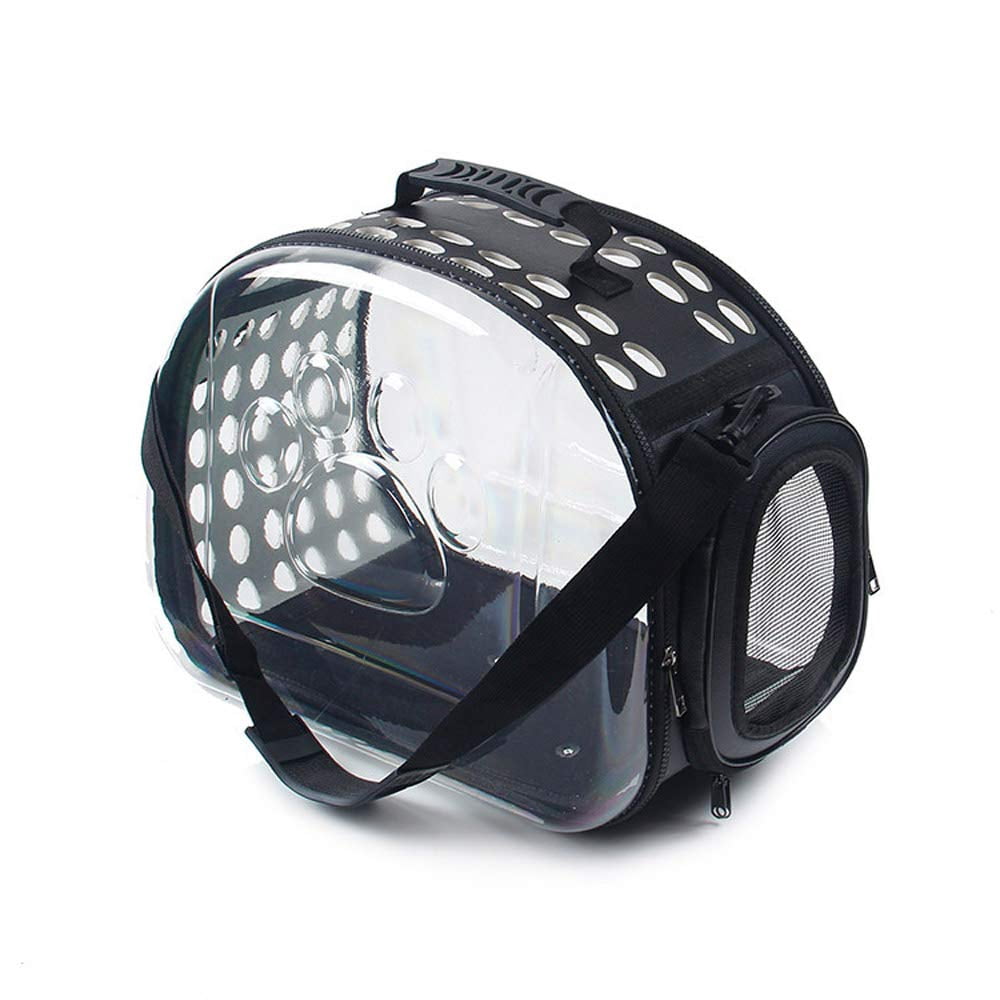 Pet Bag, Dog Transparent Carrier Cage EVA Portable Outdoor Travel Bag Cat Dog Handbag Backpack (L, Black)