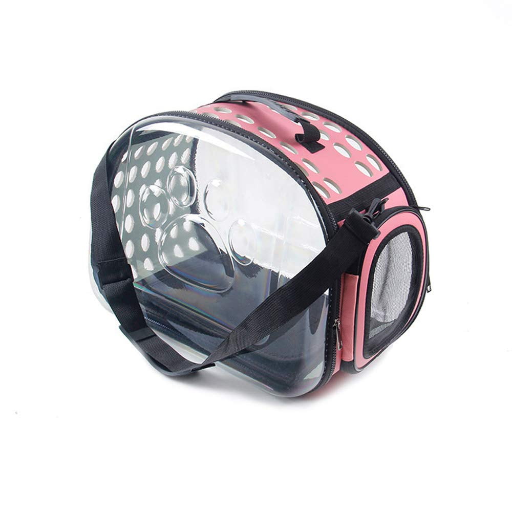 Pet Bag, Dog Transparent Carrier Cage EVA Portable Outdoor Travel Bag Cat Dog Handbag Backpack (L, Pink)