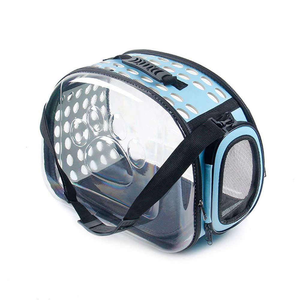 Pet Bag, Dog Transparent Carrier Cage EVA Portable Outdoor Travel Bag Cat Dog Handbag Backpack (S, Blue)