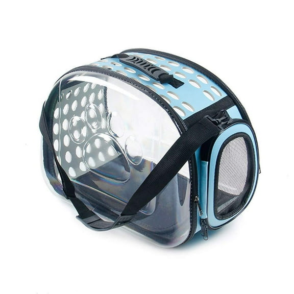 Pet Bag, Dog Transparent Carrier Cage EVA Portable Outdoor Travel Bag Cat Dog Handbag Backpack (S, Blue)