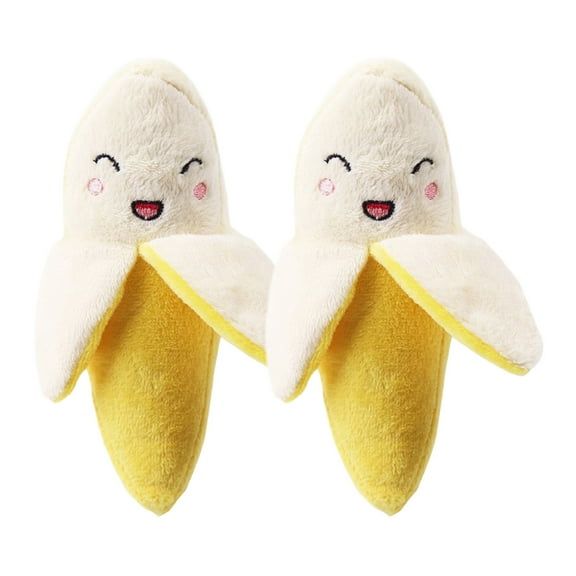 Pet Banana Chew Toy 6.3X1.97X1.97In 2 Pack Plush Dog Cat Toy Textured Surface For Dental Care Interactive Play Durable Fabric Safe For Small Medium Pets Promotes Healthy Chewing Habits