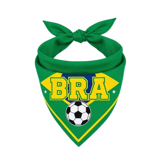 Pet Bandana, Brazil Soccer Flag Pattern Small Size, 20.9 Inch x 15.0 Inch Pack of 1, Washable Triangular Dog Cat Bib Scarf for Football Sports Event Party Daily Wear