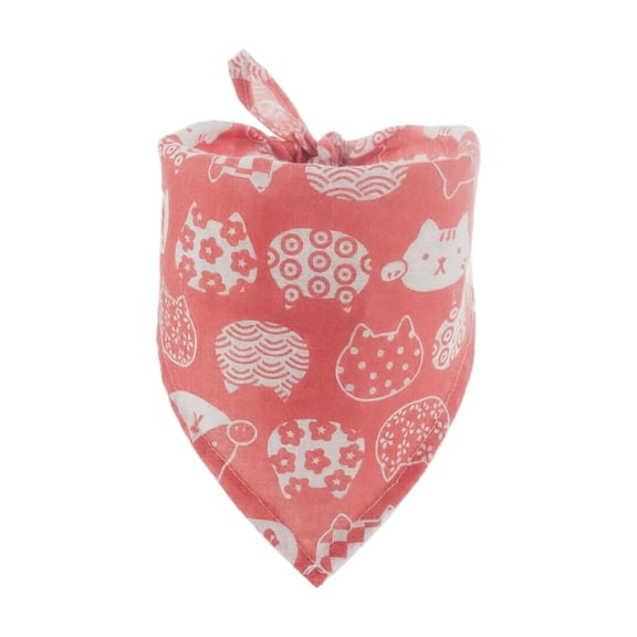 Pet Bandana, Red Cat Print Linen Cotton, 1 Piece Adjustable Triangular Bib, for Small Medium Large Dogs Cats Drool Bib and Daily Decoration