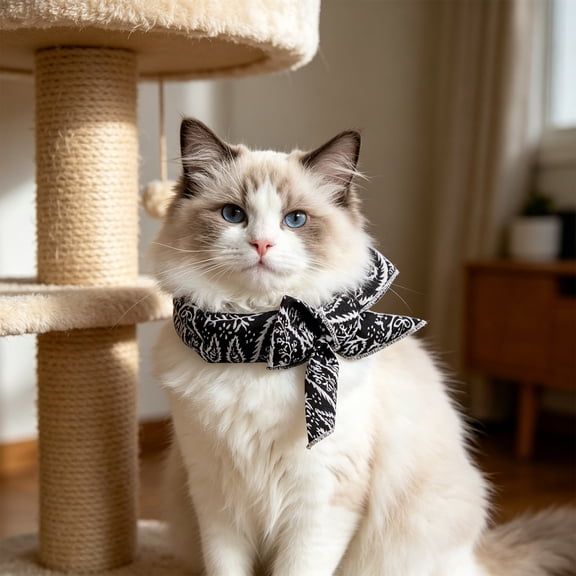 Pet Bandana Scarf for Dogs and Cats, Adjustable Cotton Necktie with Classic Paisley Print, Soft Breathable Fashion Accessory for Small Medium Pets, Reversible Triangle Bib for Daily Wear