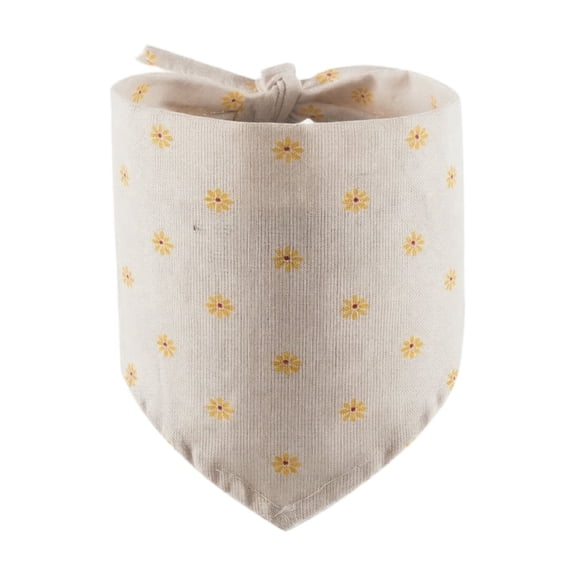 Pet Bandana Scarf with Floral Daisy Print Cotton Linen Fabric Fresh Pastoral Style for Cat Dog Outdoor Photography Styling Accessory