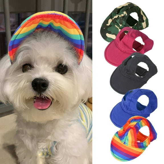 Pet Baseball Hat Outdoor Cat Dog Sports Adjustable Stripe Pet Summer Travel Hat Fashionable with Ear Holes
