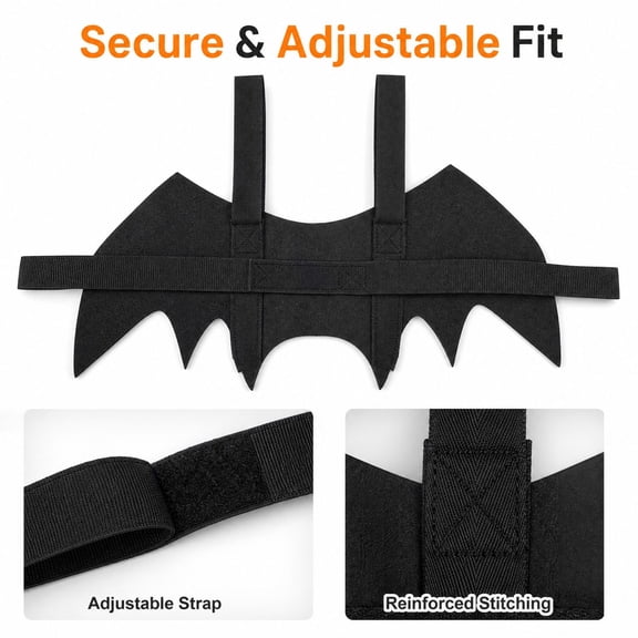 Pet Bat Wings, Halloween Cat Dog Accessory for Small Pets, Black Festive Dress Up Outfit for Party Events