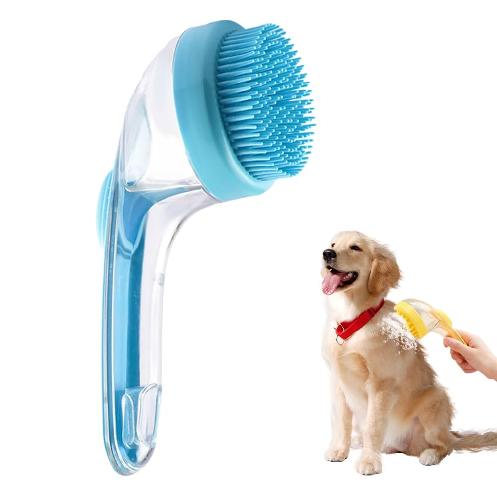Pet Bath Brush, 2025 New Dog Bath Brush Dog Scrubber for Bath, Dog Wash Brush for Bathing Dog Grooming Massage Brush for Long Short Haired Dogs Cats Shower (Blue)