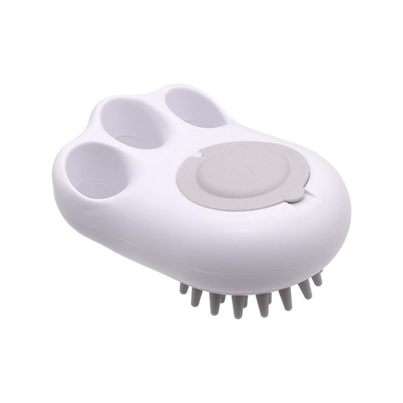 Pet Bath Brush with Built-in Shampoo Dispenser - White - Paw-Shaped Grooming Brush for Dogs & Cats, Gentle Massage & Easy Cleaning (Style as Pictured)