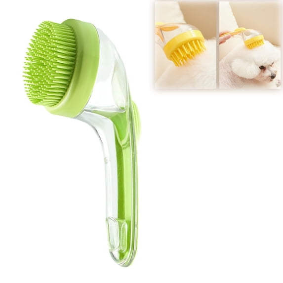 Pet Bath Brush With Shampoo Dispenser - Soft Bristles For Gentle Cleaning, Ergonomic Handle, Leakproof Design - For Dogs, Cats, Small Pets, Grooming, Bathing, Daily Care