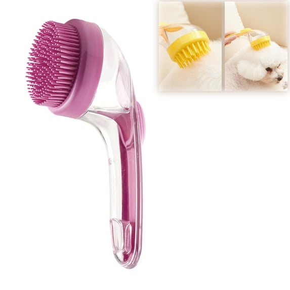 Pet Bath Brush With Shampoo Dispenser - Soft Bristles For Gentle Head Cleaning, One - Size - Fits - Most Design - For Dogs, Cats, Small Pets During Bath Time, Grooming Sessions