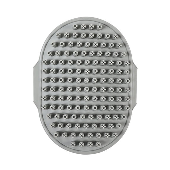 Pet Bath Brush, Soft Rubber Massage Grooming Tool for Dogs and Cats, Shower Brush with Adjustable Ring Handle for Bathing(4.84*3.54in,Gray)