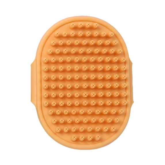 Pet Bath Brush, Soft Rubber Massage Grooming Tool for Dogs and Cats, Shower Brush with Adjustable Ring Handle for Bathing(4.84*3.54in,Orange)