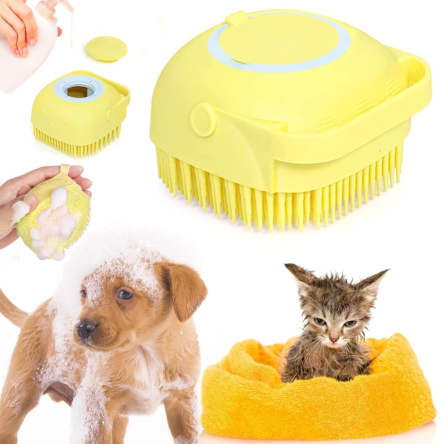 Pet Bath Brush Soft Silicone Dog Shampoo Brush Grooming Brush Cleaning