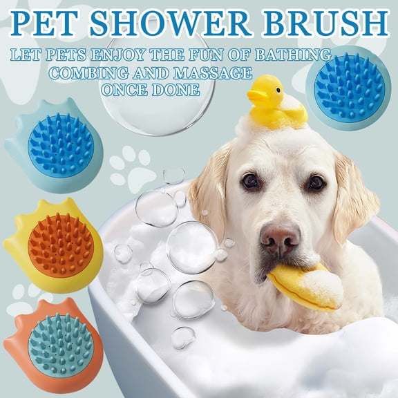 Pet Bath Brush and Scrub Massage Comb for Dogs and Cats, Professional Dog Shower Scrubber for Deep Cleaning, Essential Bathing SuppliesBlue