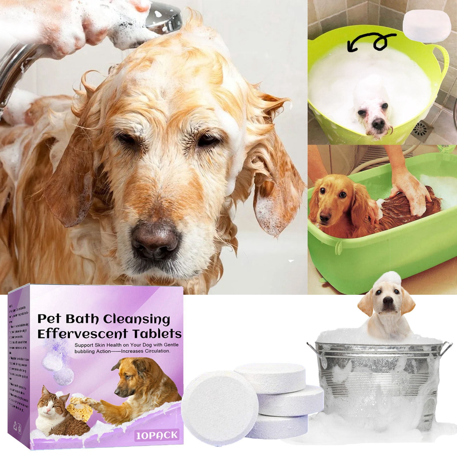 Pet Bath Cleanser Effervescent Tablet Dog And Cat SPA Cleanser Odors And Leaves Fragrant And ...