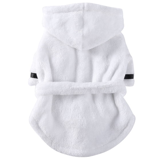 Pet Bath Robe, Coral Fleece Absorbent & Quick-Dry Pet Bathrobe, Soft Warm Pet Bath Towel For Cats Dogs, Grey & White M Size 1Pc