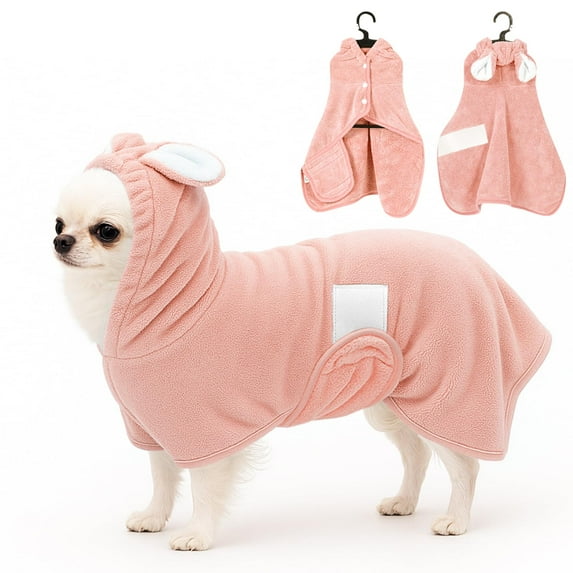 Pet Bath Robe, Dog Drying Towel And Bath Towel With Ears Design, Quick Dry And Absorbent For M Medium Dogs Pink M1× Pet Bath Robe