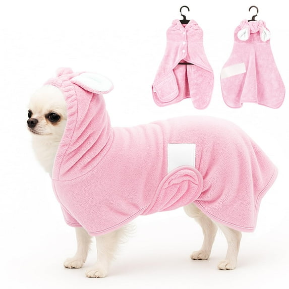 Pet Bath Robe Dog Quick Dry Absorbent Towel Bathrobe, Pink Xl1× Dog Bath Towel With Ears, Pet Bathing Accessory For Post-Bath Drying, Pet Grooming Robe For Dogs