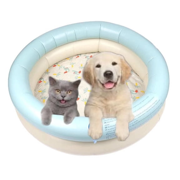 Pet Bath Tub, Foldable Inflatable Dog Pool with Air Pump, Portable Round Swimming Pool for Small Medium Dogs and Cats, for Indoor Outdoor Bathing Washing and Water Play