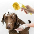 thumbnail image 1 of Pet Bathing Brush, Press to Release Cleaning Tool, Waterproof Ergonomic Handle, Soft Bristles for Cats Dogs, Daily Grooming, Hygienic Maintenance, Travel Friendly(Yellow), 1 of 6