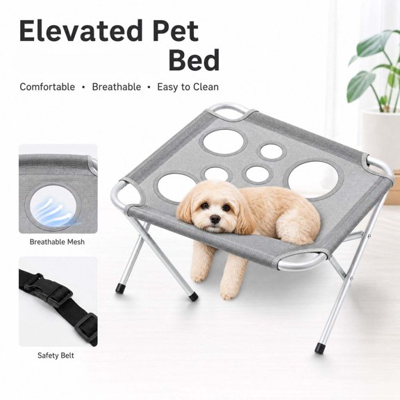 Pet Bathing Hammock, Anti Scratch Anti-Bite Dog Grooming Bed for Nail Cutting, Breathable Mesh Mat, Metal Support Frame, Adjustable Safety Strap