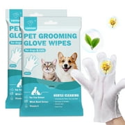 "Pet Bathing Wipes for Dogs & Cats, Cleaning & Deodorizing Grooming Gloves, Nourish Fur Glove Wipes for Daily Care and Traveling, Rinse Free，2 Pack, 12 Pcs"