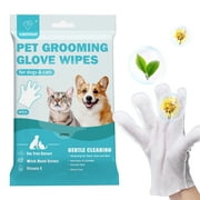 "Pet Bathing Wipes for Dogs & Cats, Cleaning & Deodorizing Grooming Gloves, Nourish Fur Glove Wipes for Daily Care and Traveling, Rinse Free，6 Pcs"