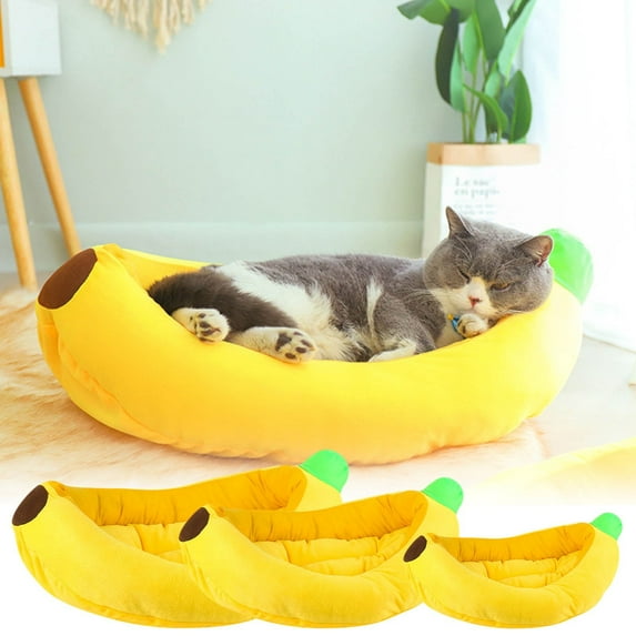 Pet Bed under $5! Xqxayjr Banana Bed for Dogs and Cats, Plush Pet Sofa Bed with Soft Faux Fur, Warm Comfortable Kennel Cushion for Small Medium Pets, Machine Washable, Fun Shaped Dog Cat Bed