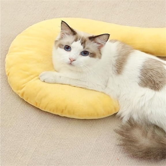 Pet Bed for Dogs and Cats,Plush Cuddler Neck Pillow Throw Pillow for Sleeping,Orthopedic Donut Comfy Washable Dog Bed for Small Breeds Puppy Kitten，Yellow
