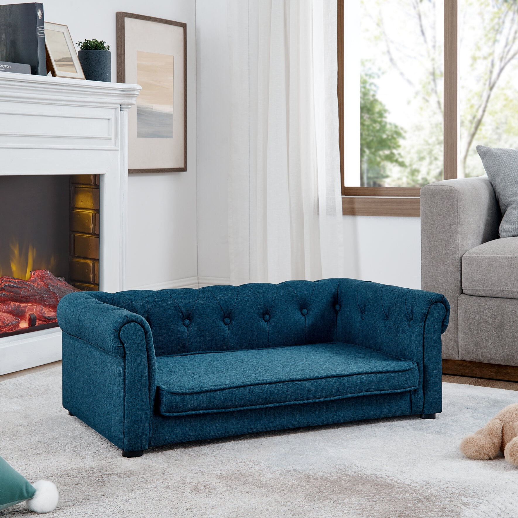 Pet Bed, Elegant Rectangle Pet Bed for Medium and Large Dogs, Elevated Dog Sofa Bed, Dog Couch, Modern and Stylish Dog Sofa for Large Dogs, Blue