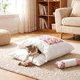 thumbnail image 1 of Pet Bed, Kitty and Canine Semi Enclosed Sleeping Bag for Small Medium Breeds, Washable Warm Winter Cozy Cave Deep Sleep House for Dogs and Cats (Pink, M), 1 of 6