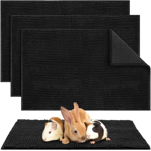 Pet Bed Liners Black 16 x 24 Inch Low Pile Chenille for Small Pets