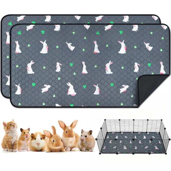 Pet Bed Liners Rabbit - Black 24x47 Inch (Pack of 2) for Small Pets
