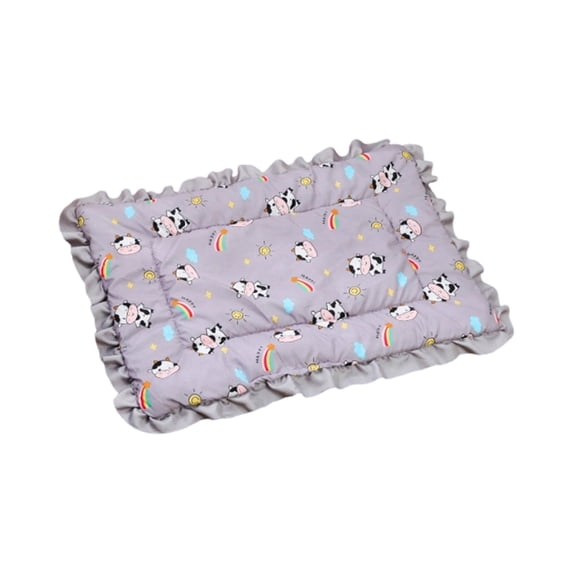 Pet Bed Pad Thickened Cotton Padding Ruffled Gray XS Extra Small Warm All Season Sleeping Mat for Indoor Cats and Small Dogs Single Piece