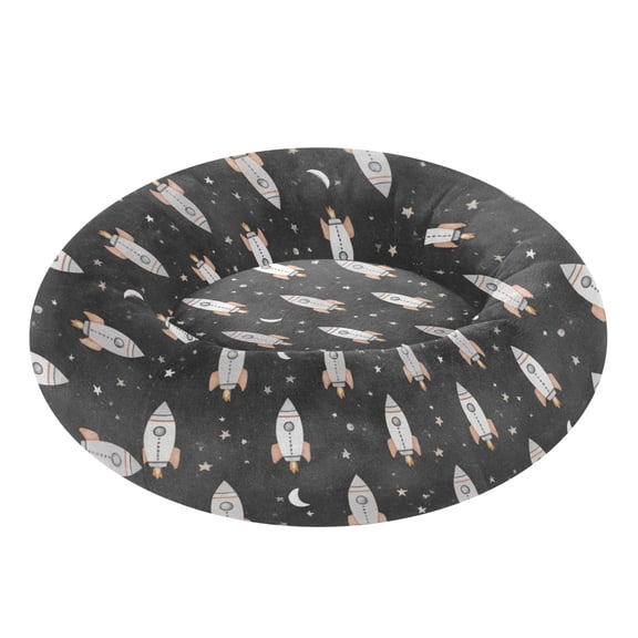 Pet Bed Pet Mat Cozy Removable & Washable Comfort For Cats And Dogs Black Space Rocket Pattern