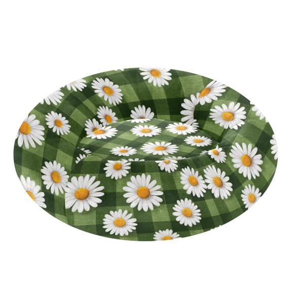 Pet Bed Pet Mat Cozy Removable & Washable Comfort For Cats And Dogs Cute Daisies on A Green Checkered