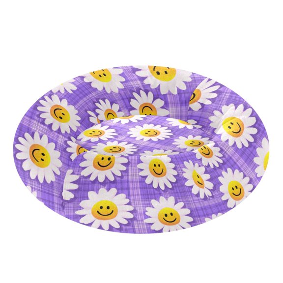 Pet Bed Pet Mat Cozy Removable & Washable Comfort For Cats And Dogs Cute Smiling Daisies on Purple