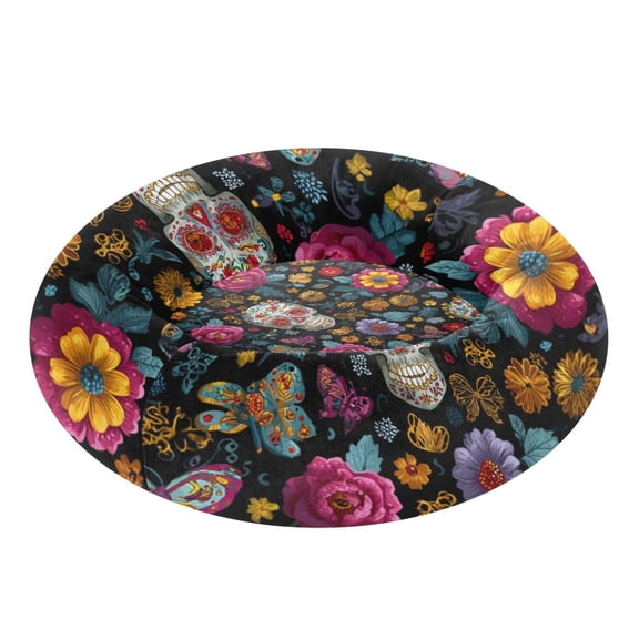 Pet Bed Pet Mat Cozy Removable & Washable Comfort For Cats And Dogs Dead Sugar Butterflies Skulls